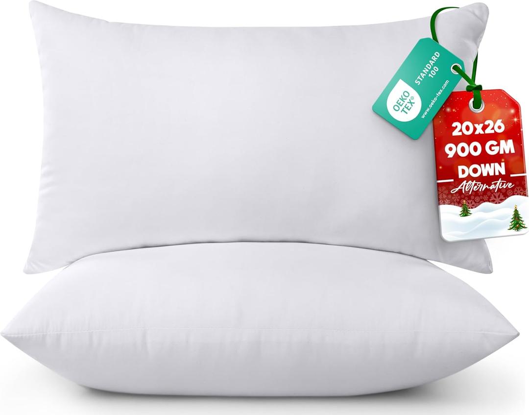 Utopia Bedding 20x26 Pillow Inserts, Set of 2, White  Indoor Decorative Throw Pillows for Bed, Sofa & Couch  Soft, Supportive & Fluffy Cushion Inserts
