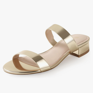 Ankis Women Black White Nude Clear Heels Sandals - 1 Inch Heels for Women Low Chunky Block Heels Comfortable Two Strap Open Toe Flat Sandals Shoe for Dressy Wedding Summer, 7