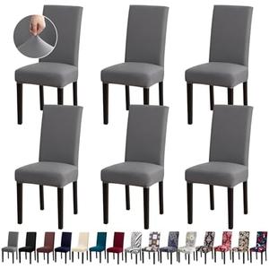 Fafua Chair Covers, Stretch Kitchen Dining Room Chair Covers Set of 6, Removable Washable Dining Chair Slipcovers for Home, Hotel, Banquet