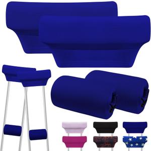 SPRING SEAON Crutch Pads and Hand Grips Set - Soft Underarm Cushion Pads and Handle Covers for Crutches, Breathable & Washable Padding for Adult & Youth Crutches-Comfortable Armpit Support (Royal Blue)