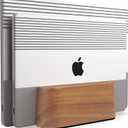 COREMINDED Adjustable Dual Vertical Laptop Stand for Desk, Wooden Laptop Holder, MacBook Pro Stand, Wood Mac Air Dock