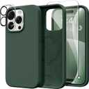 GONEZ Magnetic for iPhone 15 Pro Case, [Compatible with MagSafe] Anti-Scratch Microfiber Lining & Screen Protector, Shockproof Slim Phone Silicone Cover 6.1 inch, Dark Green