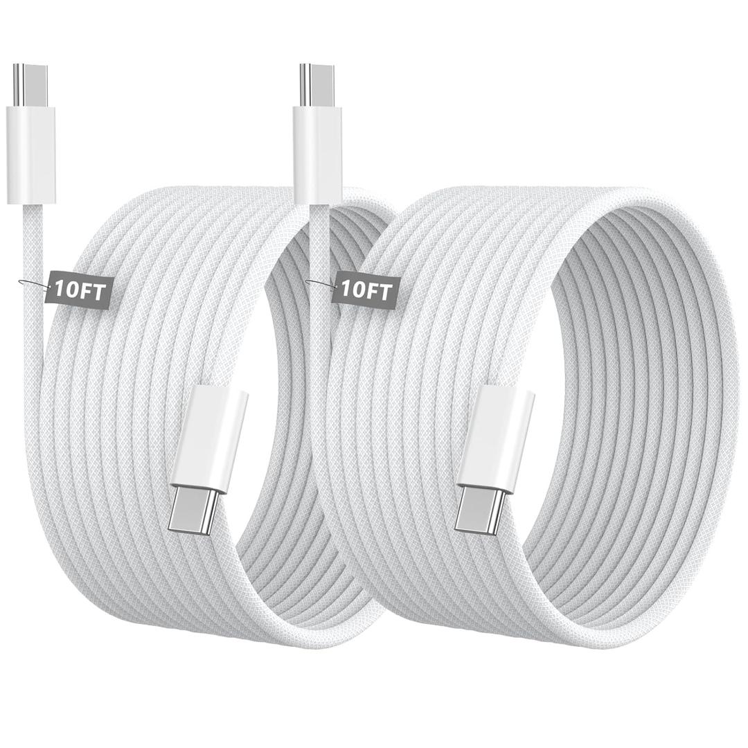 [Apple MFi Certified] iPhone 17 16 15 Charger Cord 10 FT, 2 Pack 60W USB C to USB C Charging Cable Cord Long for iPhone 17/17 Pro/17 Pro Max/Air/16/16 Pro/16 Pro Max/15/15 Pro Max, iPad Pro, White