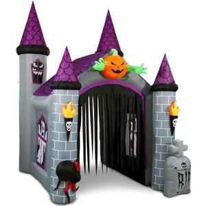 Loninak Outdoor Inflatable Halloween Decorations, Lighted 12 Ft Tall Huge Haunted House Archway, Halloween Inflatables with Built-in LED Lights for Patio, Yard or Walkway, Blow Up Arch Halloween Décor