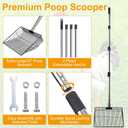 Chicken Poop Scooper, Large Metal Chicken Coop Scoop for Stand with Adjustable Stainless Steel Long Handle, Litter Sifting Shovel for Chicken Coop and Pet Waste Cleaning