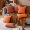 MIULEE Pack of 2 Decorative Outdoor Solid Waterproof Throw Pillow Covers Faux Linen Garden Farmhouse Cushion Cases for Summer Patio Tent Balcony Couch Sofa 18x18 Inch Rust