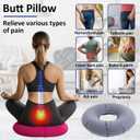3 Pack Inflatable Donut Pillow, Portable Hemorrhoid Pillow, Butt Pillows for Sitting Tailbone, Seat Donut Cushions for Pressure Relief for Home, Office or Car (Rose red, Light Blue, Gray)
