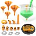 ELEAD No-Spill Coolant Funnel Kit - 19-Piece Radiator Funnel burping kit, coolant Bleeder kit, Extra Funnels and Adapters for Universal Vehicle