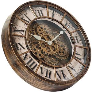18 Inch Wall Clock with Moving Gears, Oversized Large Industrial Steampunk Decoration, Antique Metal Big Numeral Wall Clocks for Kitchen Study Room Living Room Decor (Antique Oil-Rubbed Bronze)