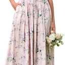 KUTUMAI Women Summer Long Wedding Guest Dress Floral Maxi Corset Sundress (L)