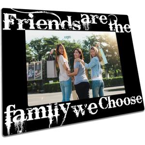 Retro Wooden Picture Frame For 4"X6" Photo - Friends Are The Family We Choose - Rustic Frame Tabletop Display Decor,Gifts For Friends & Besties, Farmhouse Home & Office Decorations - B12