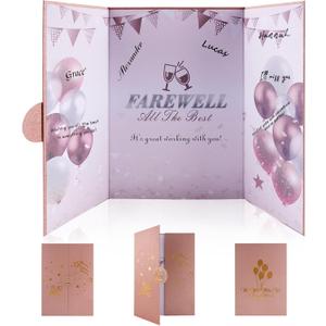 Rose Gold Farewell We Will Miss You Retirement Card Alternative Signature Guest Book for Coworkers Men Women Happy Retirement Gifts Signing Card Board Retirement Decorations Party Supplies