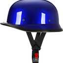 Beanie Motorcycle Half Helmet, DOT Approved Ultra-Thin Comfortable Cruising Low Profile Skull Cap, German Style Novelty Small Helmet for Chopper Moped Scooter Motorbike Electric Blue