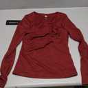 Womens Long Sleeve Shirts 2025 Sexy Ruched Square Neck Tops Trendy Double Lined Fitted Top Blouses Outfits Size S