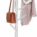 KOLUTI Acrylic Coat Rack Stand, with 8 Hooks 3 Section Adjustable Height, Hats Bags Jacket Clothes Scarves Hanger Organizer Tree Shaped Shelf Umbrella Holder, for Bedroom Entryway Living Room Office
