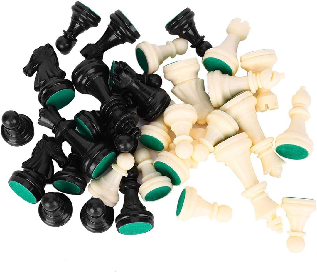 Dioche Plastic Chess Pieces Only, 32 Pieces Chess Pieces, International Chess Set Complete Chess Set for Chessboard, Replacement of Missing Pieces (M)