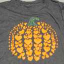 Halloween Pumpkin Shirt Women Leopard Graphic Tees Short Sleeve Fall T-Shirt Thanksgiving Gift Tops (Small, Gray)