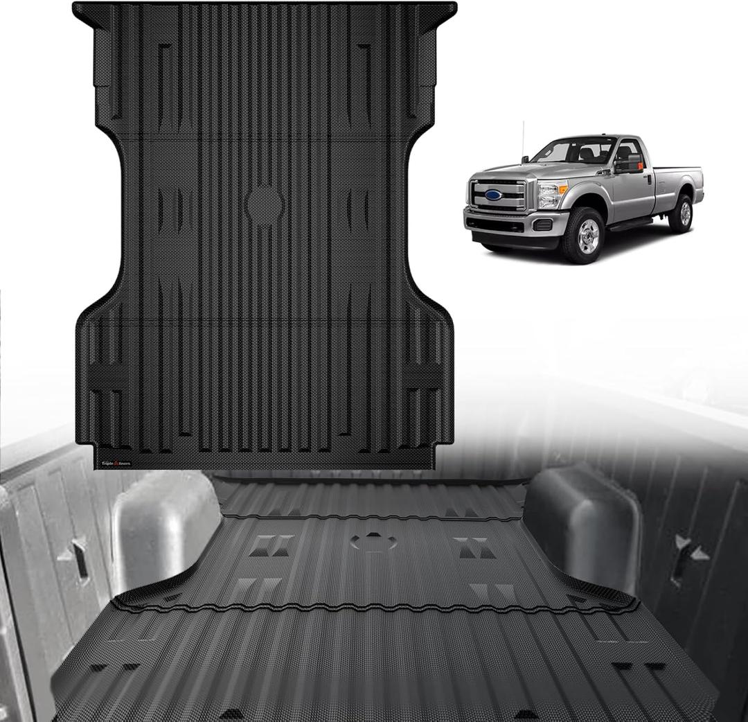 TripleAliners Truck Mat Compatible with 1999-2016 Ford Super Duty F250/F350/F450 6.8FT Accessories, Truck Bed Mat Heavy Duty Custom Fit All Weather Protection TPE Pickup Liner