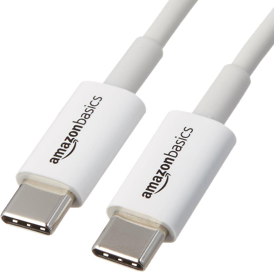 Amazon Basics USB-C to USB-C Fast Charger Cable, 480Mbps Speed, USB-IF Certified, for Fast Charging Apple iPhone 16/15, iPad, MacBook, Samsung Galaxy, Tablets, Laptops, 6 Foot, White