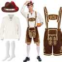 Spooktacular Creations Mens German Bavarian Oktoberfest Costume Set, Beer Costume Hat for Adults Halloween and Beer Festival (Large, Brown)