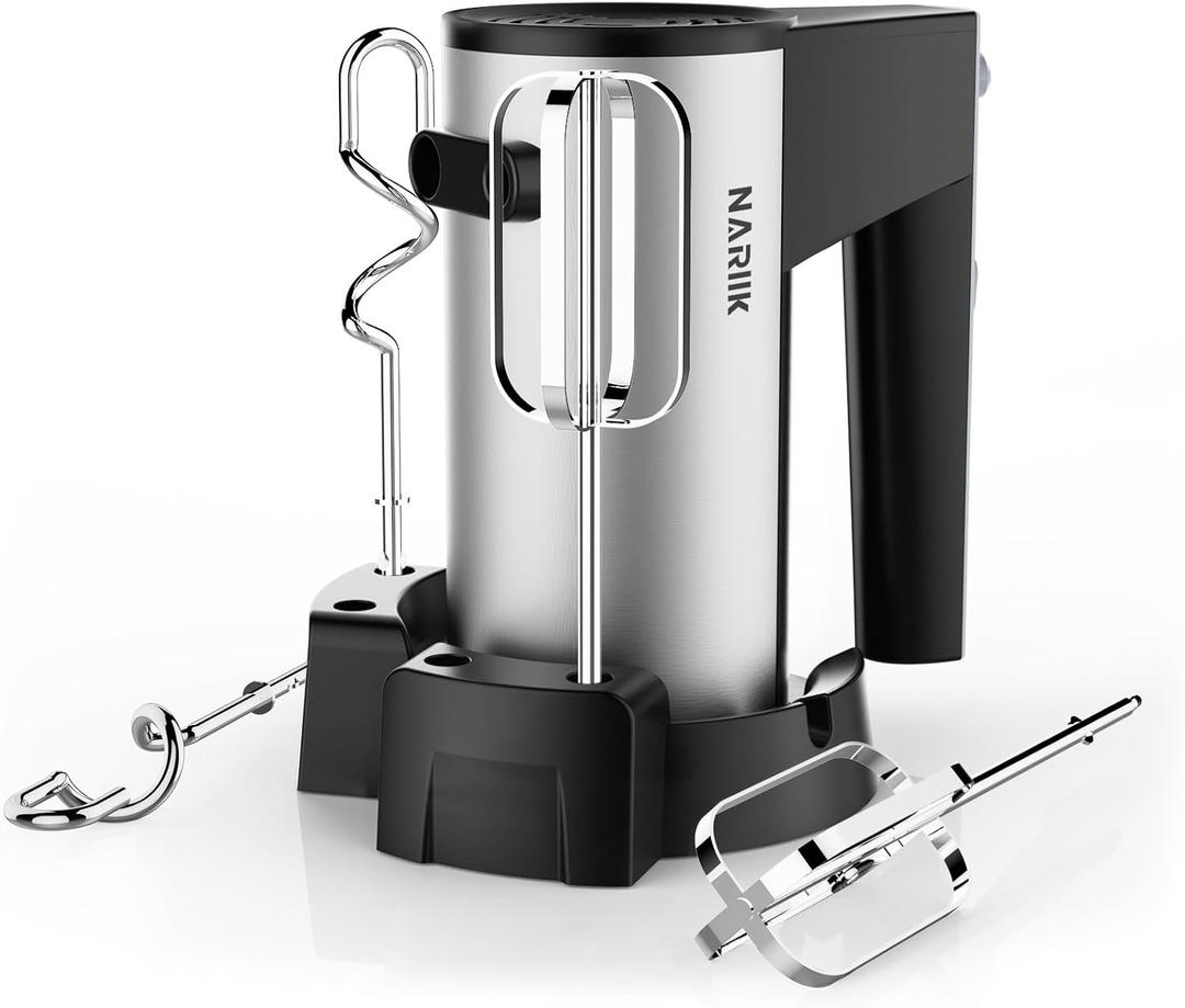 Electric Hand Mixer, Kitchen Handheld Mixer, Turbo Boost/Self-Control Speed + 5 Speed + Eject Button + Stainless Steel Hand Beaters*2 & Dough Hooks*2, Kitchen Mixer for Cream/Cookies/Dough