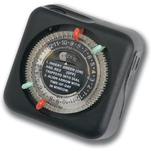 Kichler Outdoor Mechanical Timer with Tradition Pin Setting, Plug-In Landscape Lighting Automation Timer, Black, 15557BK, 3" x 3" x 2.75"