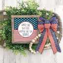 6 pcs Patriotic Bow for Wreath, Bow 4th July Decorations, Memorial Day Red Beige and Blue Star Bow (8x12.5 inches)