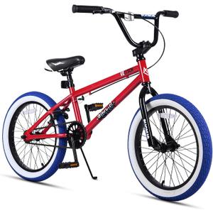 18 Inch Kids Freestyle BMX Bikes for 6-15 Years Old Boys Girls, Red Blue
