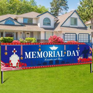 Veterans Day Decorations - Patriotic Banner Decorations Memorial Day Indoor and Outdoor Yard Banner for remember and Honor Decorations, Memorial Day Party Supplies