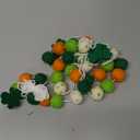 2 Pcs St Patrick's Day Felt Ball Garlands with Shamrock - St. Patrick's Day Decorations - Green Dark Green White Orange Pom Pom Garlands for Home Tree- Irish Party Home Fireplace Mantle Hanging Decor