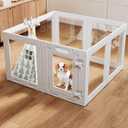 Clear Acrylic Dog Playpen with Door,23.6" Puppy Playpen,Easy Assemble Pet Fence,8-Panel for Puppies/Small Dog Play Pen Indoor (White-8, 23.6 Inch-H, 8 Panel)
