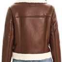 Women's Faux Shearing Moto Jacket Thick Fur Lined Coat Sherpa Leather Jacket (S)