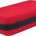 Universal Portable Hard EVA Carrying Case for Power Bank External Hard Drive Cell Phone USB Charging Cable Cord, Shockproof Protective Electronic Organizer Zipper Enclosure -Red