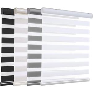 MYshade Cordless Zebra Blinds - Dual Layer Light Filtering & Blackout Privacy Shades, Day/Night Window Blinds for Bedroom/Living Room/Office, Free-Stop Easy Install Cordless (White-40 W x 72" H
