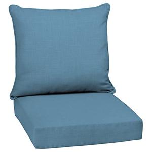 Arden Outdoor Deep Seat Cushion Set, 24 in x 24 in, Weather-Proof, Rain-Proof, Fade Resistant Patio Cushion for Chair, Sofa, and Couch French Blue Texture