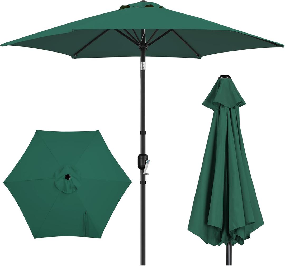 Yaheetech Patio Umbrella, 9FT Outdoor Table Market Umbrella with Push Button Tilt and Crank, Yard Sun Shade for Garden, Deck, Backyard, Pool (Dark Green)