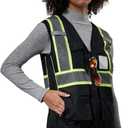 AYKRM 11 color Ladies High Vis Reflective Safety Vest for Women (X-Small, Black)