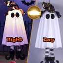 Set of 3 Halloween Hanging Ghosts, Halloween Decorations Witch Hat Lights, Outdoor Glowing Ghost for Yard Patio Garden Tree