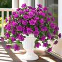 Dolicer Artificial Flowers for Outdoors, 2 Bundles UV Resistant Fake Purple Artificial Outdoor Plants Look Real for Outside Front Faux Door Porch Patio Balcony Decor
