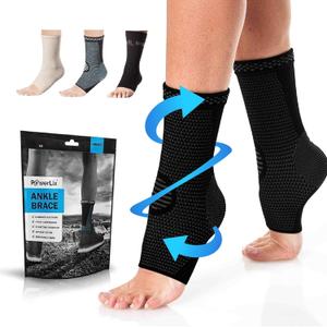 POWERLIX Legs Orthopedic Brace Compression Support Sleeve (Pair) for Swelling, Sprain, Plantar Fasciitis, Arthritis, Tendinitis (Large(1 Pack), Ankle Brace Black)