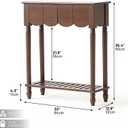 Wood Scalloped Entryway Table, Console Table with Storage Shelf 2 PCS Drawers Modern Hallway Accent Table, Sofa Table Behind Couch for Living Room Entrance Foyer 23.6" (Walnut)