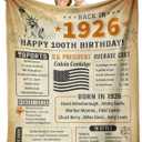 100th Birthday Decorations for Women or Men, 100th Birthday Gifts for Women Men, 100th Birthday Party Supplies, Gifts for 100 Year Old Woman Man Grandma Grandpa Dad Mom Throw Blanket 60x50 Inch