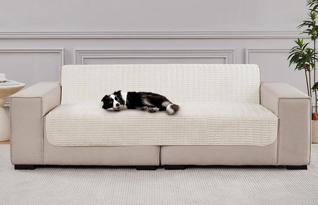 Dog Bed Cover Couch Cover for Pets, Anti-Slip Washable Couch Pads for Cushion & Sofa Furniture Protector (Cream White, 58x82 inch)
