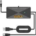 TV Antenna Amplifier Signal Booster, 25dB High Gain Antenna Booster for TV Antennas Indoor Outdoor, Low Noise & Clears Up Pixelated Amplifier, Adjustable Reception Range, USB Power (Black, Medium)