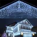 Techip Christmas Lights Outdoor, 33ft 400 LED Icicle Lights for Outside, Plug in Curtain String Lights Twinkle Tree Lights 8 Modes Waterproof for Patio Party Holiday Decorations Cool White (Cold White)