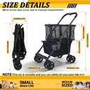 Folding Shopping Cart & Pet110lbs 2-in-1 Personal Cart with Removable Basket & Lower Dogs StrollerSingle-Hand Fold, Collapsible Utility Trolley Cart for Groceries, Laundry, Camping & Pet Traveling