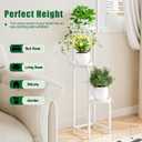INGIORDAR Plant Stand Indoor Outdoor 3 Tier Metal Plant Shelf for Multiple Plants Corner Flower Holders for Living Room Balcony Bedroom Patio Garden, Black (White, 3-Tier)