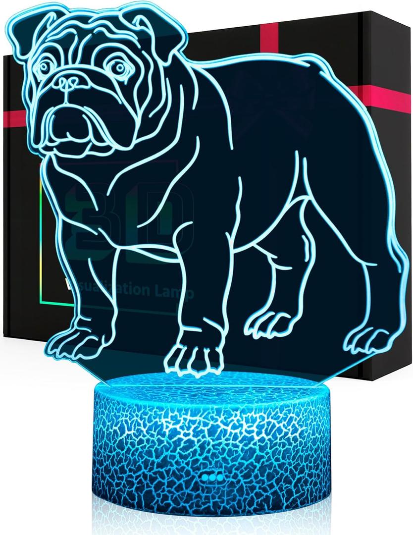 Bulldog Night Light, 16 Colors Changing Dimmable with Remote, Bulldog Memorial Gifts for Loss of Dog, Bulldogs Lamp Home Room Office Decoration
