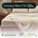 Slumberfy 4-Piece 400 TC Viscose Derived from Bamboo Sheets, Queen Size - 1 Fitted, 1 Flat, 2 Pillow Cases - Deep Pocket Cooling Viscose-Bamboo Bed Sheets in Magnetic Closure Gift Box, Sand