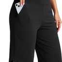 SANTINY 12" Long Bermuda Shorts for Women Knee Length with Pockets High Waisted Stretch Shorts for Summer Walking (Large, Black)